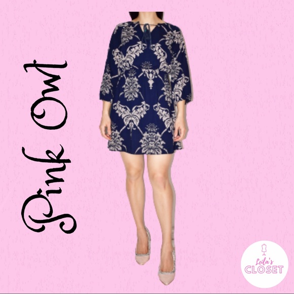 Pink Owl Blue Flower Dress. - Picture 1 of 6